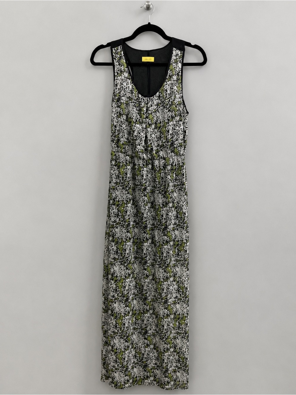 Sleeveless Printed Maxi Dress in Green and Black - Unknown Brand